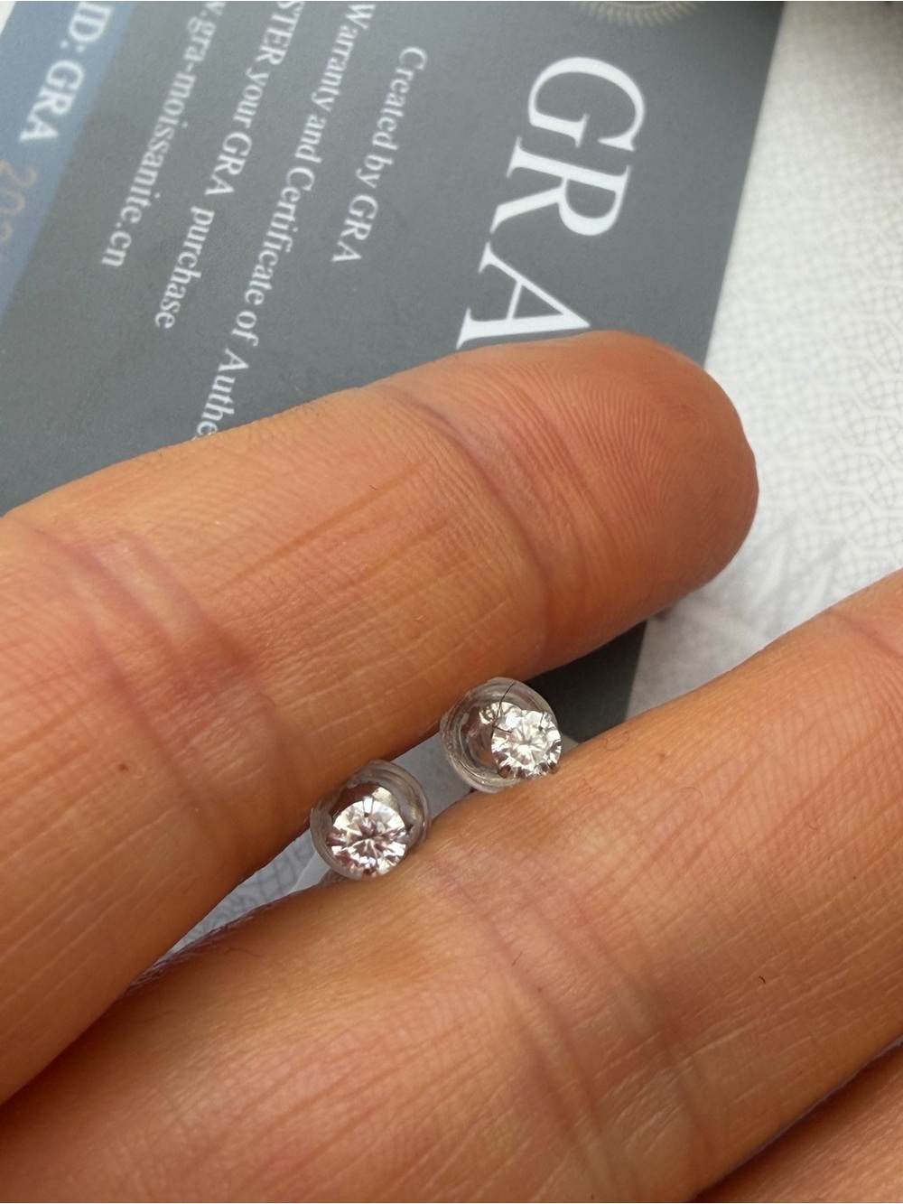 Moissanite earrings 3 mm 0.10 carat , 925 Sterling silver, GRA certificate,